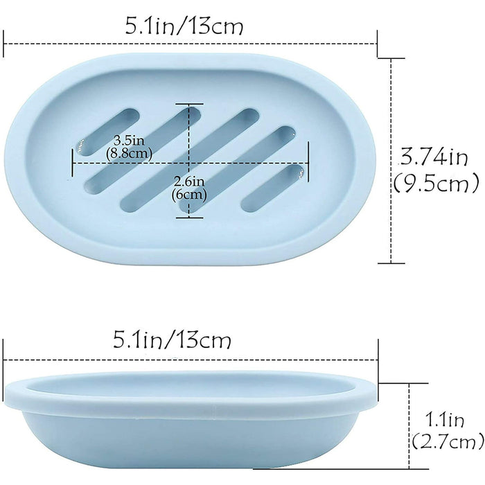 2 Pack Soap Dish with Drain, Plastic Soap Dish Container, Soap Tray for Bathroom Shower Kitchen, Keep Soap Dry & Easy to Clean (Blue)