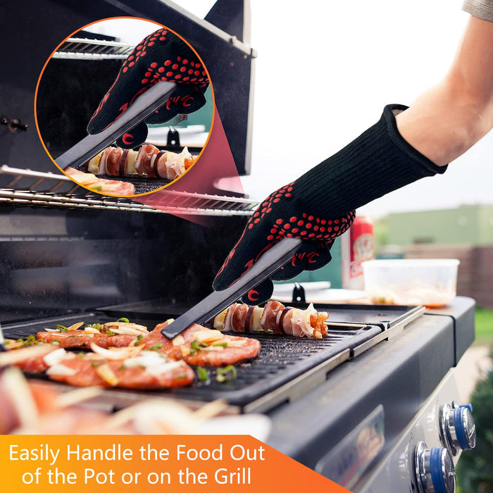 BBQ Gloves, 1472¡ãF Heat Resistant Grilling Gloves, Non-Slip Oven Gloves, Kitchen Cooking Gloves for Baking, Frying and Cutting, One Pair