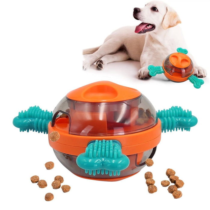 Dog Tumbler Toys, Interactive Dog Puzzle Toys for Small Medium Large Dogs, Leaky Dog Toys, Multifunctional Dog Frisbee Toys for Training, Dog Treat Chew Toy Pet Supplies, Orange & Blue