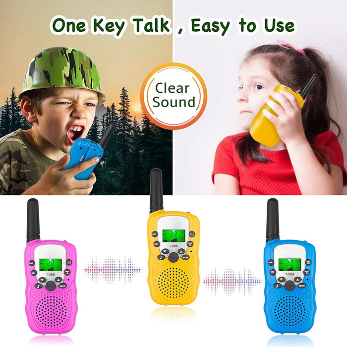 Walkie Talkie for Kids, 3 Miles Range Walky Talky Toys Stocking Stuffers Gifts for 3-12 Year Old Girls Boys Outdoor Adventures, 2 Pack, Yellow