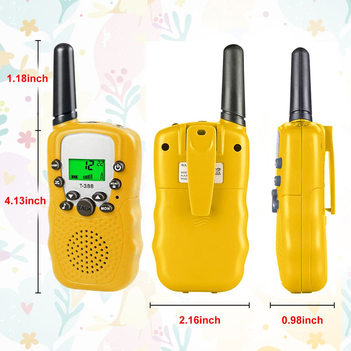 Walkie Talkie for Kids, 3 Miles Range Walky Talky Toys Stocking Stuffers Gifts for 3-12 Year Old Girls Boys Outdoor Adventures, 2 Pack, Yellow