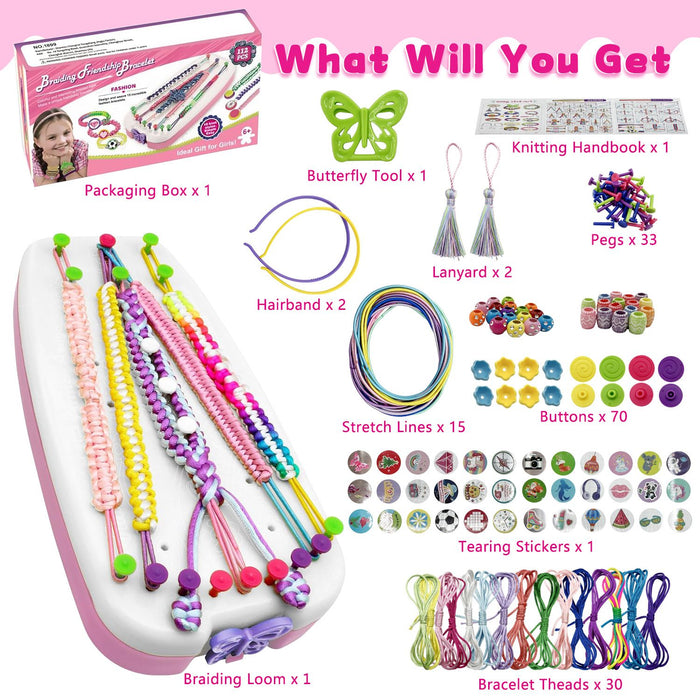 Girls Friendship Bracelet Making Kit, DIY Art Carfts Toy for Girls Age 8-12, 189 Pcs Friendship Jewelry Making Set for Christmas Birthday Gifts (Powdered White)