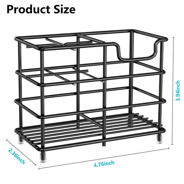 Toothbrush Holder for Bathroom, Stainless Steel Toothpaste Holder Stand with 5 Slots, Tooth Brush Organizer for for Bathroom Countertop, Black