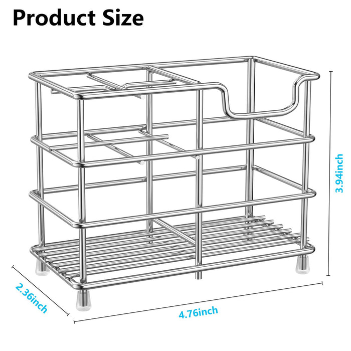 Toothbrush Holder for Bathroom, Stainless Steel Toothpaste Holder Stand with 5 Slots, Tooth Brush Organizer for for Bathroom Countertop, Silver