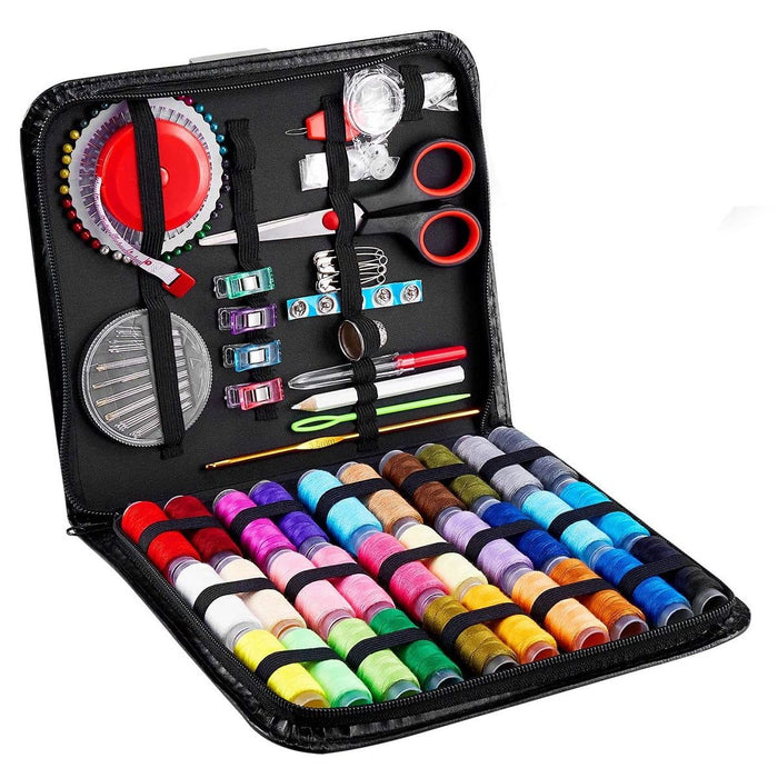 126 Pcs Sewing Kit, Portable Sewing Thread with Needle and Thread Kit, Sewing Suppliers Accessories Tools with Black Carrying Case for Quick Fixes