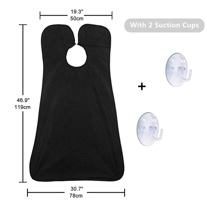 Beard Apron Cape for Men, Non-Stick Beard Bib with Suction Cups, Portable Beard Apron for Shaving Trimming, Gift for Dad and Husband, Black