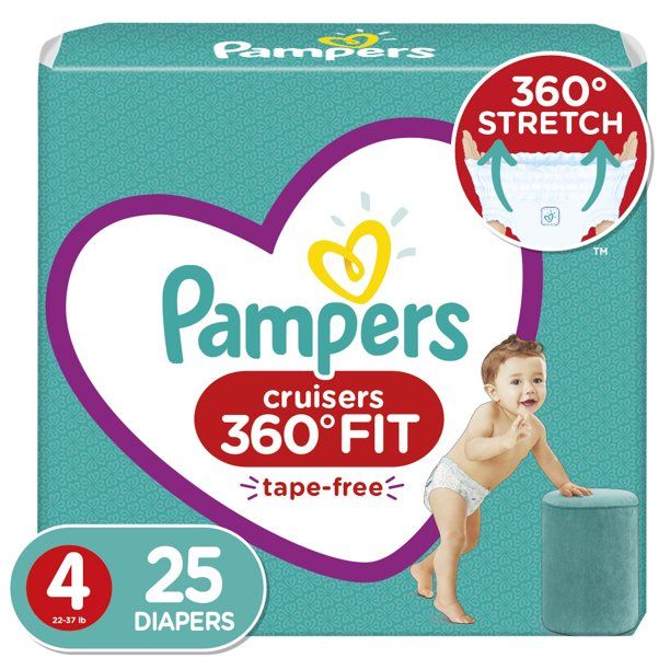 Pampers Cruisers 360 Fit Active Comfort Diapers Size 4, 25 Count