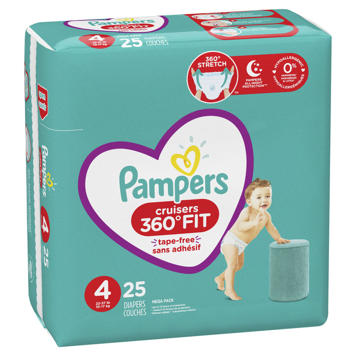 Pampers Cruisers 360 Fit Active Comfort Diapers Size 4, 25 Count