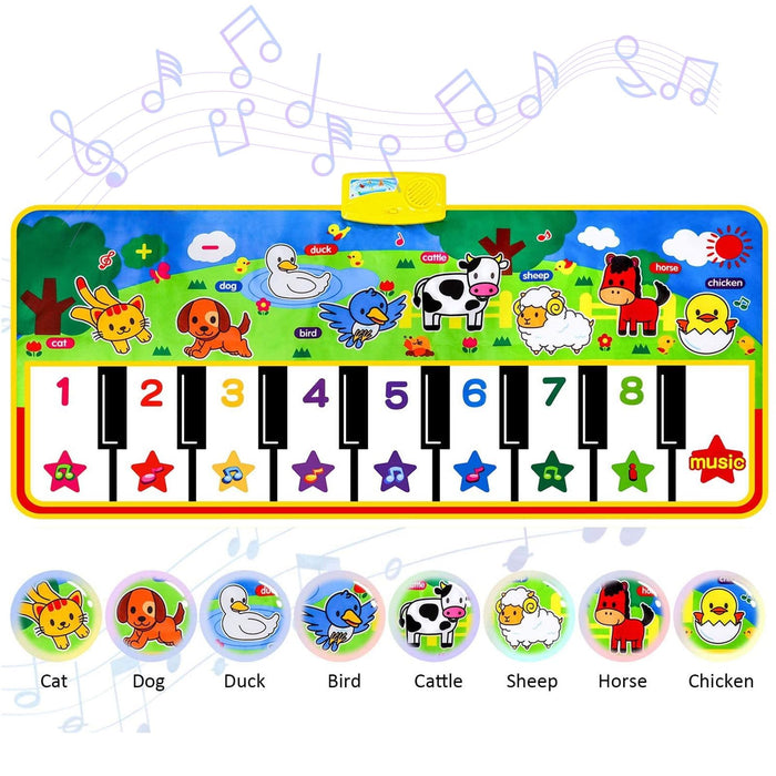 Piano Mat for Kids, 53'' x 23'' Electronic Piano Keyboard Play Dance Mat, Musical Playmat Early Education Toys Gift for 3-6 Year Old Boys Girls