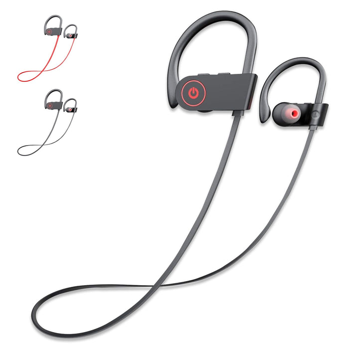 Bluetooth Headphones, Wireless Sport Earphones, 8 Hrs of Playtime, IPX7 Waterproof Earbuds with Bass Stereo Mic for Workout, Running and Gym (Black)