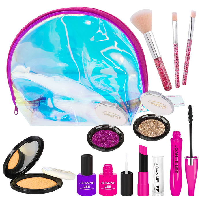 Pretend Makeup Kit for Girls, Fake Make Up Set with Cosmetic Bag, Toddler Cosmetic Beauty Set for 3, 4, 5, 6, 7, 8 Year Old Little Princess Birthday Gifts