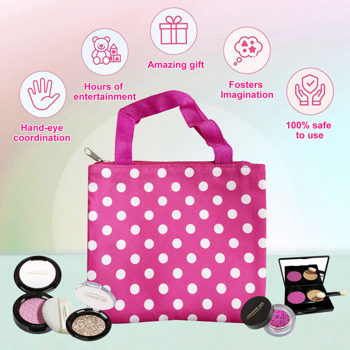 Pretend Makeup Set for Girls, Fake Make Up Kit with Cosmetic Bag, Kids Vanity Set Cosmetic Toy for 3, 4, 5, 6, 7, 8 Year Old Little Princess Birthday Gifts