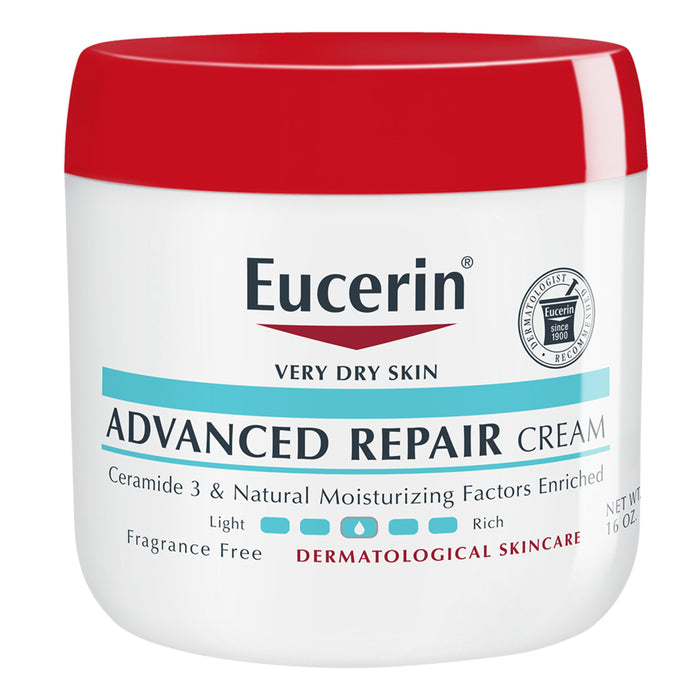 Eucerin Advanced Repair Body Cream, Fragrance Free, 16 oz Jar