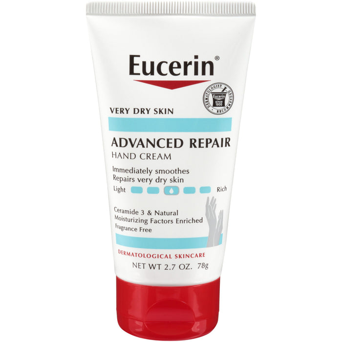 Eucerin Advanced Repair Hand Cream, Fragrance Free, 2.7 oz Tube