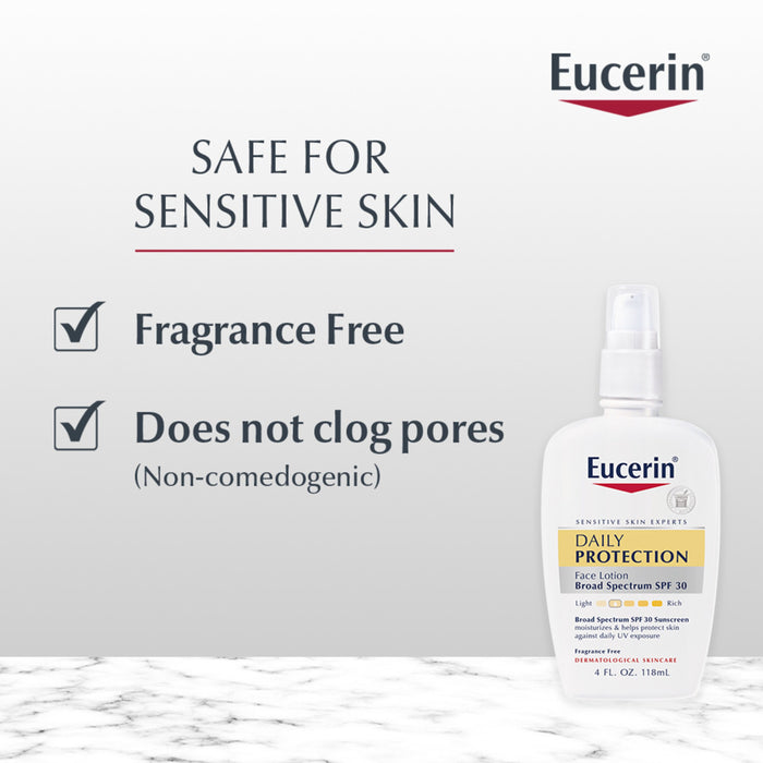 Eucerin Daily Protection Face Lotion with SPF 30, For Sensitive Skin, 4 Fl. Oz. Bottle