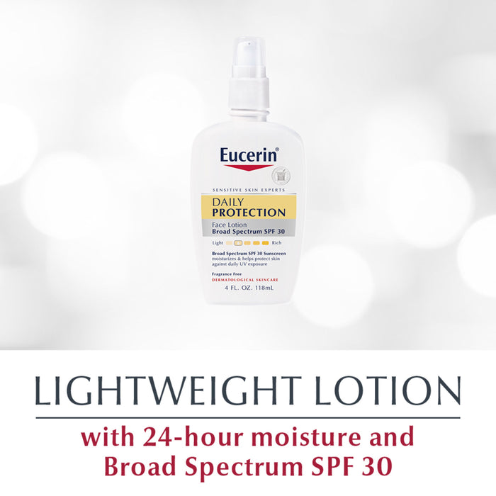 Eucerin Daily Protection Face Lotion with SPF 30, For Sensitive Skin, 4 Fl. Oz. Bottle