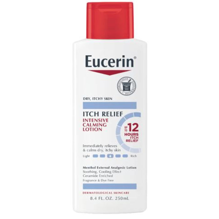 Eucerin Itch Relief Intensive Calming Body Lotion, Fragrance Free, 8.4 fl oz Bottle