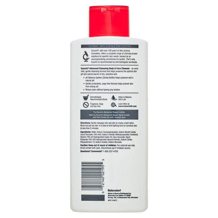 Eucerin Advanced Cleansing Body and Face Cleanser, 16.9 Fl Oz