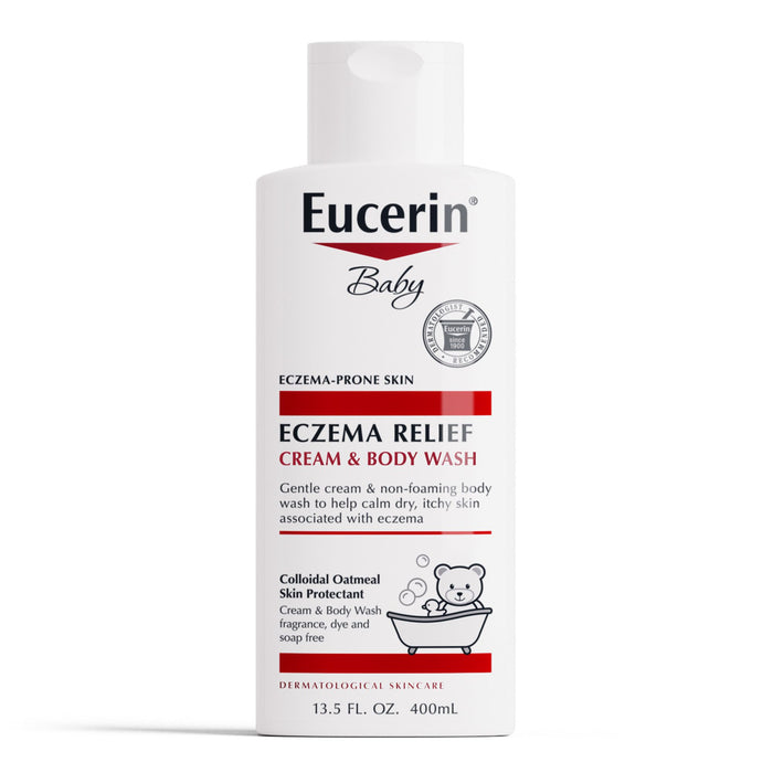 Eucerin Baby Eczema Relief Cream Body Wash, Fragrance Free, 13.5 fl oz Bottle