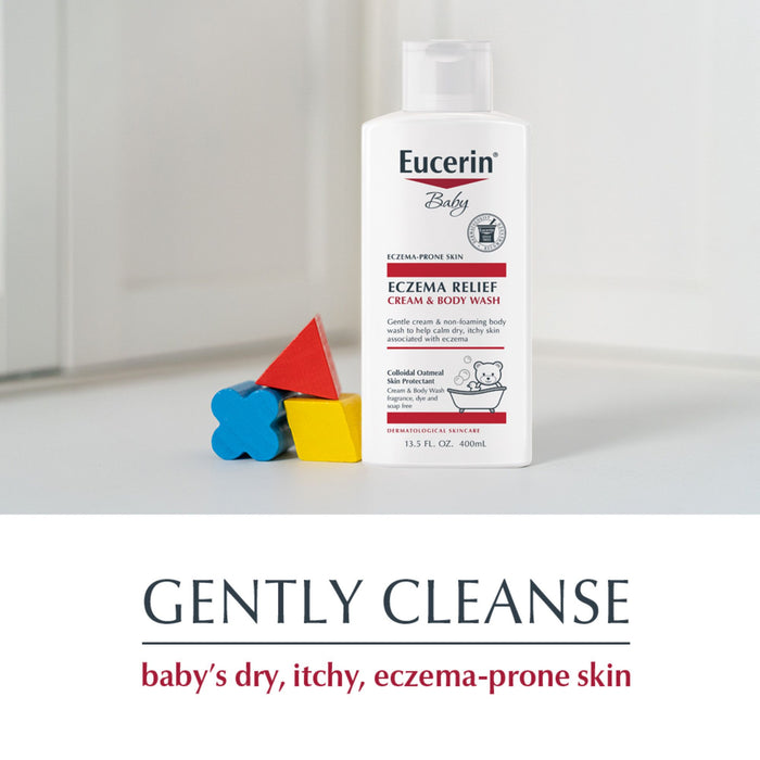 Eucerin Baby Eczema Relief Cream Body Wash, Fragrance Free, 13.5 fl oz Bottle