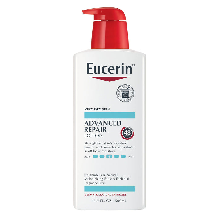 (3 pack) Eucerin Advanced Repair Body Lotion, Fragrance Free, 16.9 fl oz Bottle