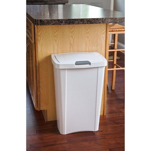 Sterilite 13 gal Plastic Touch Top Kitchen Trash Can, White