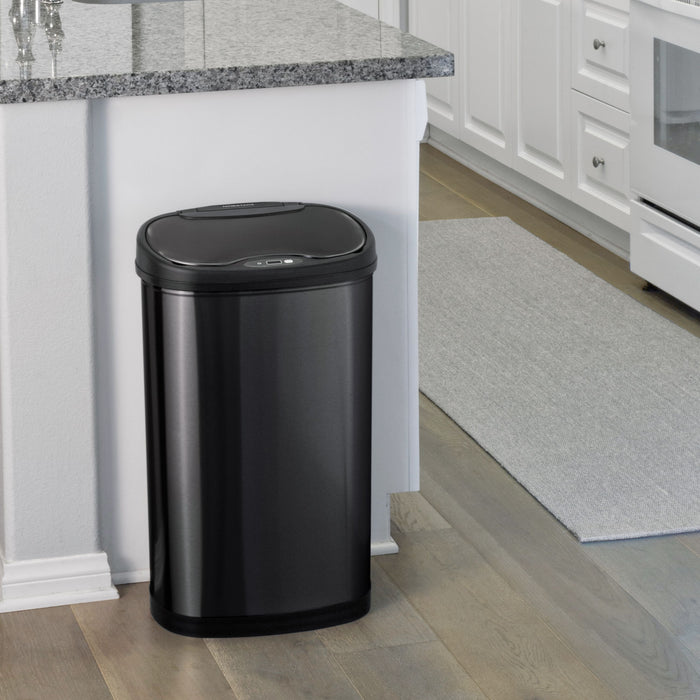 Nine Stars 13.2 Gallon Trash Can, Motion Sensor Kitchen Trash Can, Black Stainless Steel