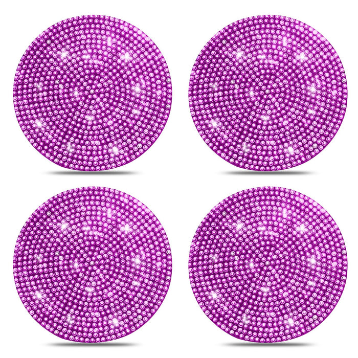 Car Cup Holder Coaster, 4 Pack 2.75 inch Bling Cup Holder, Crystal Car Cup Mat, Universal Vehicle Interior Accessories for Women (Pink)