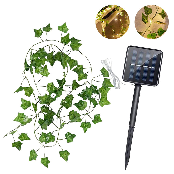 Solar Ivy String Light, 10M 100 LED Artificial Maple Leaf String Lights Waterproof Fairy Night Lights for Outdoor Wedding Party Garden Decor