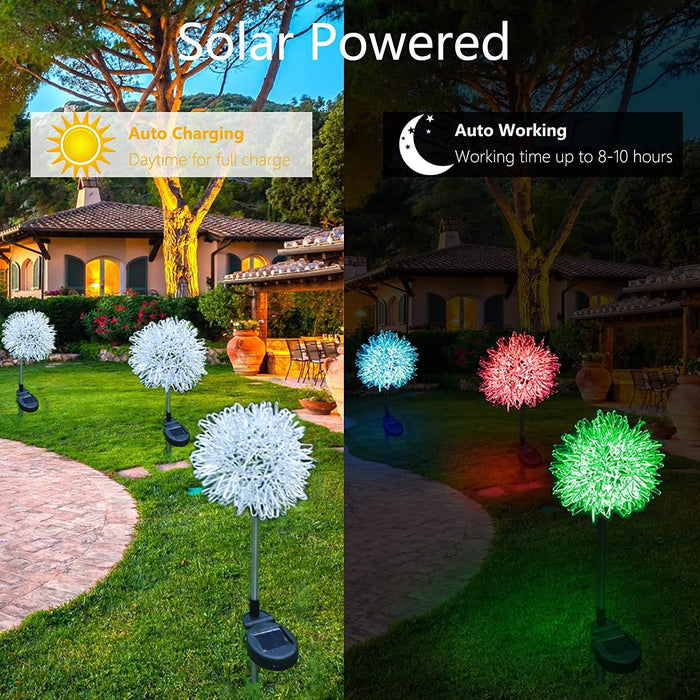 LED Solar Dandelion Ground Light, Outdoor Waterproof Solar Powered Garden Landscape Decorative Lights for Yard Lawn Patio Walkway Backyard, 4 Pack