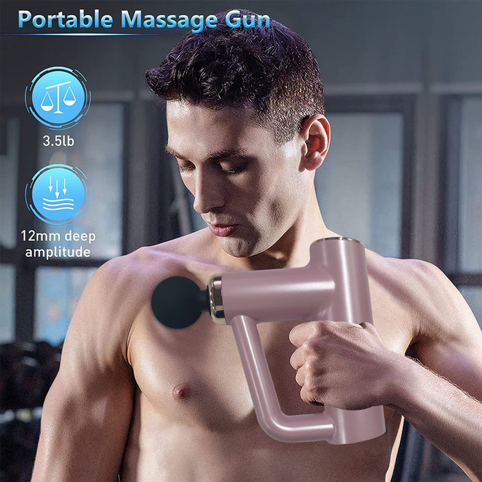 Professional Deep Tissue Percussion Muscle Massager with 6 Speeds and 4 Heads, Handheld & Portable Massage Gun for Athletes Shoulder, Back, Neck Pain Relif