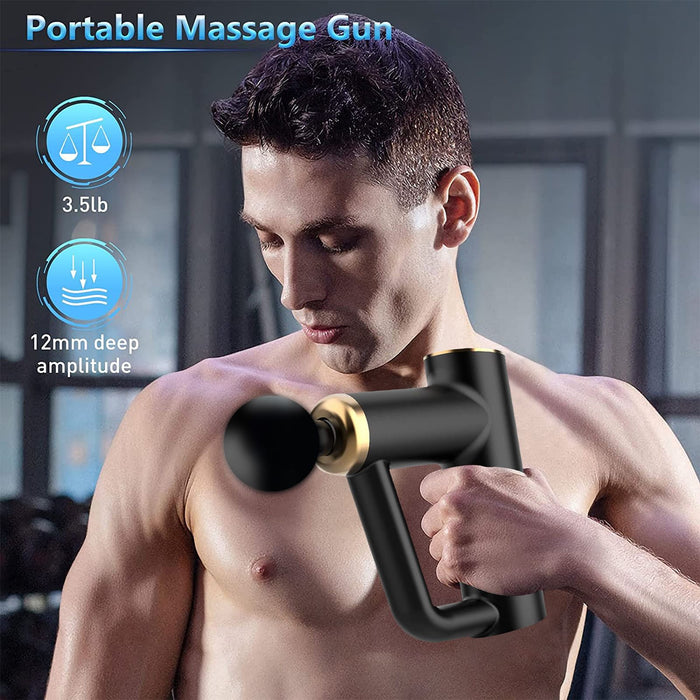 Professional Deep Tissue Percussion Muscle Massager with 6 Speeds and 4 Heads, Handheld & Portable Massage Gun for Athletes Foot Shoulder, Back, Neck Pain Relif