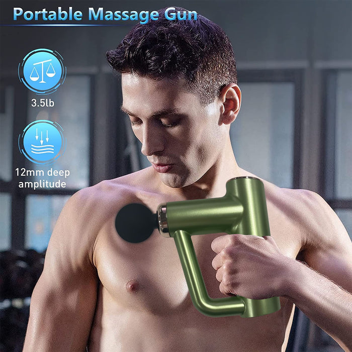 Professional Deep Tissue Percussion Muscle Massager with 6 Speeds and 4 Heads, Handheld & Portable Massage Gun for Athletes Shoulder, Back, Neck Pain Relif