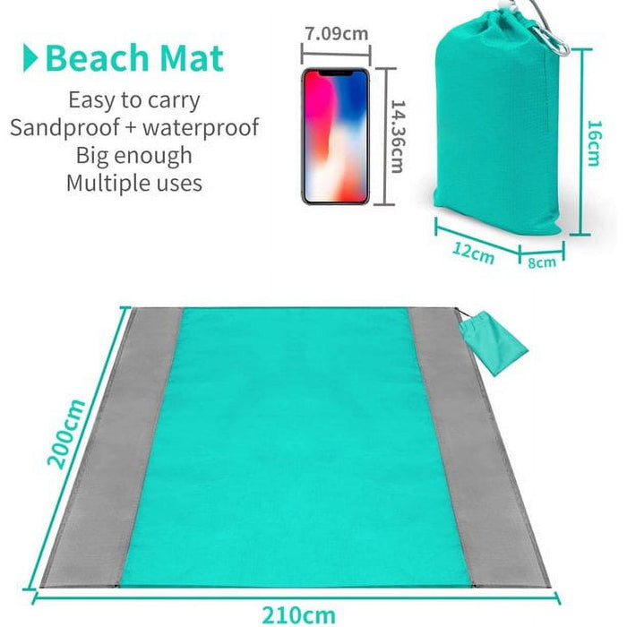 Beach Blanket, 83" x 78" Waterproof Sand Free Beach Mat for 4-7 Persons, Outdoor Picnic Blanket for Travel, Camping, Hiking (Green)