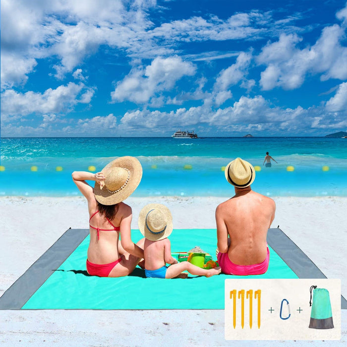 Beach Blanket, 83" x 78" Waterproof Sand Free Beach Mat for 4-7 Persons, Outdoor Picnic Blanket for Travel, Camping, Hiking (Green)