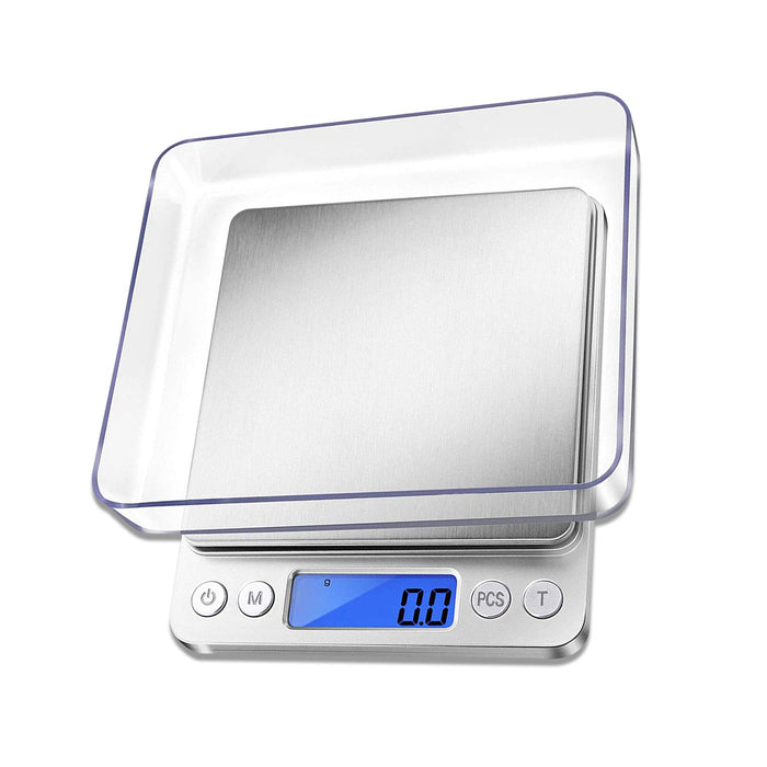 Digital Kitchen Scale, 1kg x 0.01g Gram Scale, Cooking Food Scale with LCD Display, Small Pocket Scale with 2 Trays for Baking, Jewelry, Herbs, Seasoning