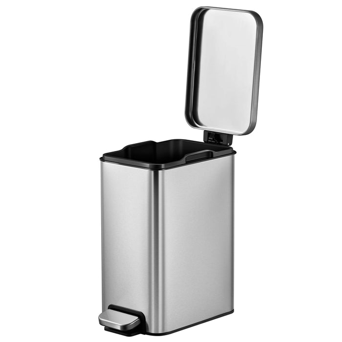 Better Homes & Gardens 2.6G Slim Stainless Steel Step Trash Can; Bedroom Bath Office Step Can