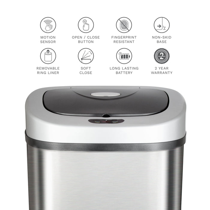 Nine Stars 21.1 Gallon Trash Can, Motion Sensor Touchless Kitchen Trash Can, Stainless Steel