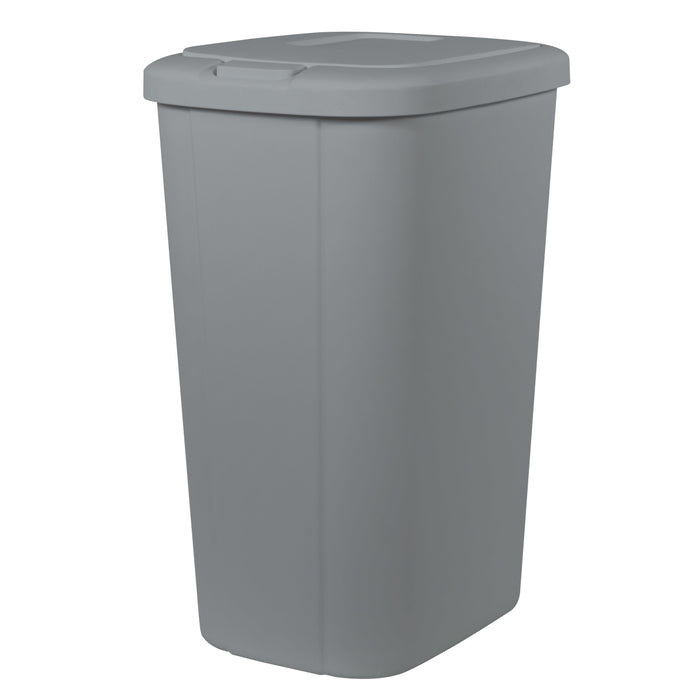 Hefty 13.3 Gallon Trash Can, Plastic Touch Top Kitchen Trash Can, Grey