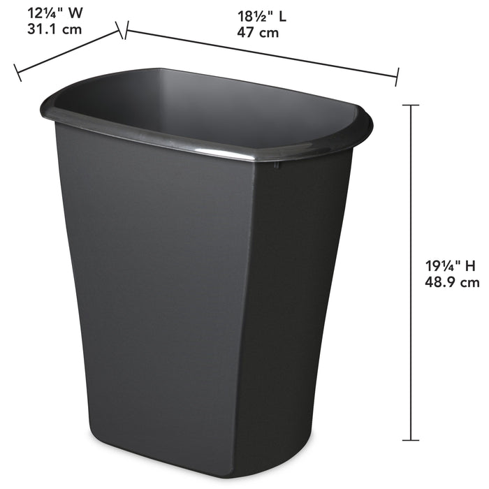 Sterilite 10 Gallon Rectangular Trash Can, Plastic, Kitchen, Black Trash Can