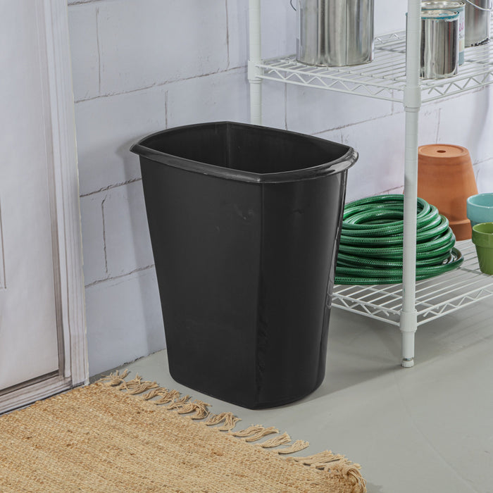 Sterilite 10 Gallon Rectangular Trash Can, Plastic, Kitchen, Black Trash Can