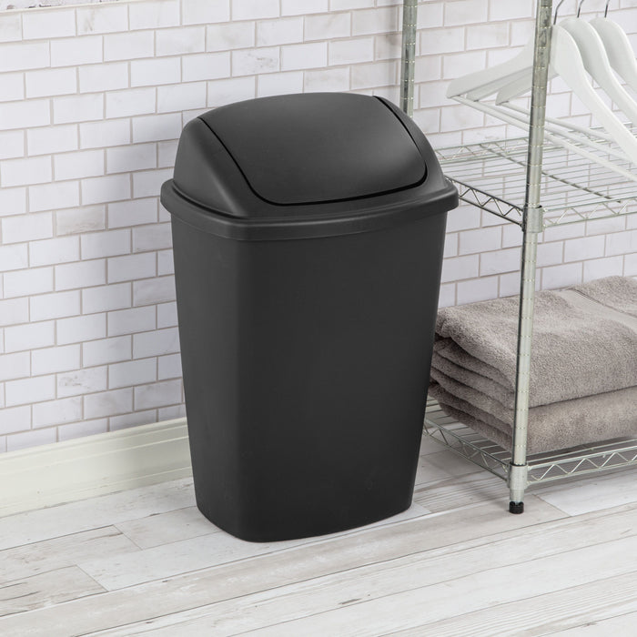 Sterilite 7.5 Gallon SwingTop Trash Can, Plastic, Kitchen, Black Trash Can