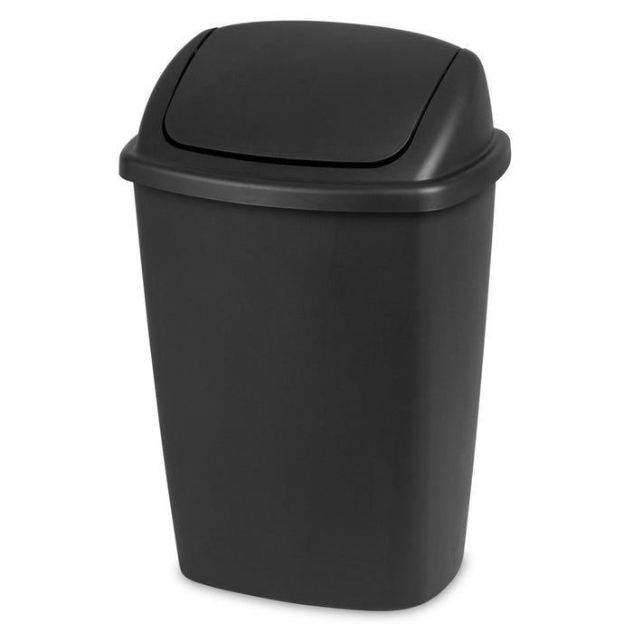 Sterilite 7.5 Gallon SwingTop Trash Can, Plastic, Kitchen, Black Trash Can