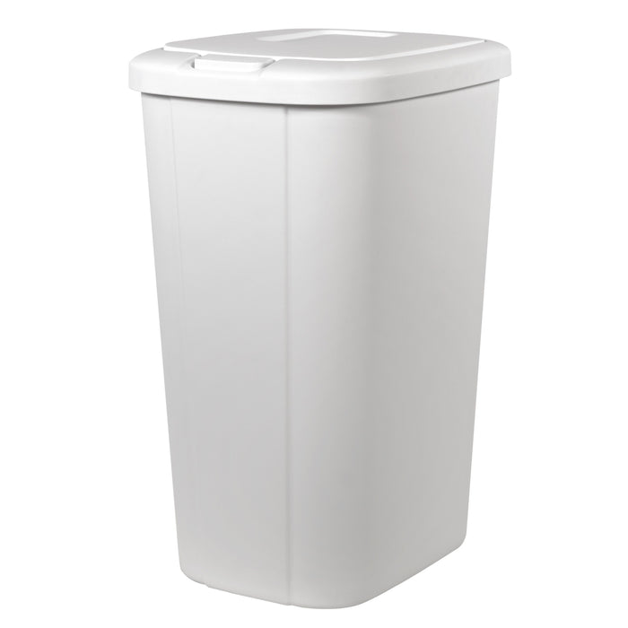 Hefty 13.3 Gallon Trash Can, Plastic Touch Top Kitchen Trash Can, White