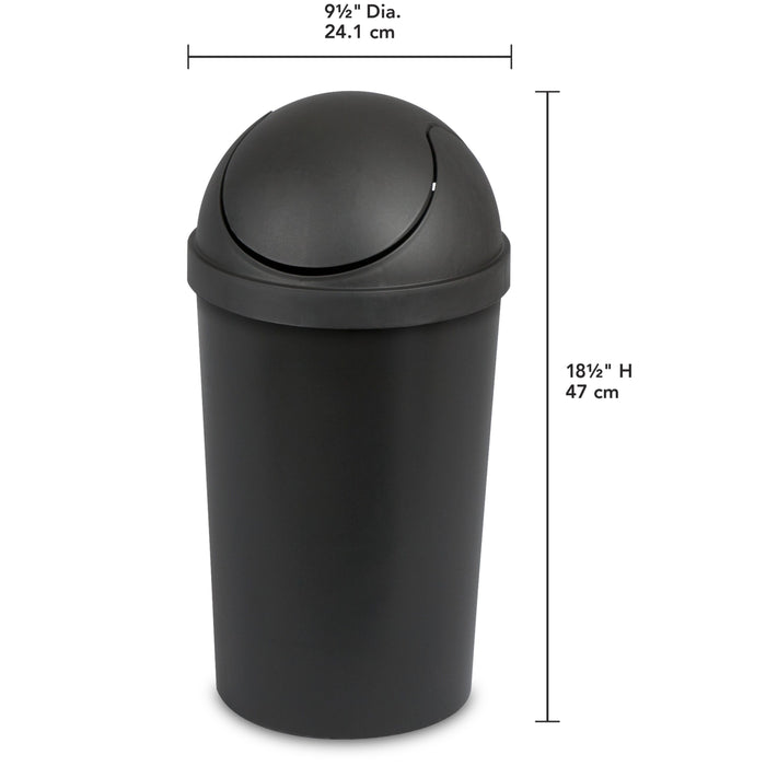 Sterilite 3 gal Plastic Round Swing Top Bathroom Trash Can, Black