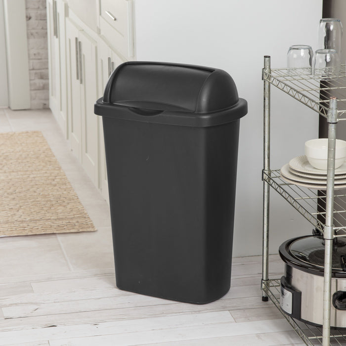 Sterilite 13 Gal. Roll Top Wastebasket, Plastic, Kitchen, Black