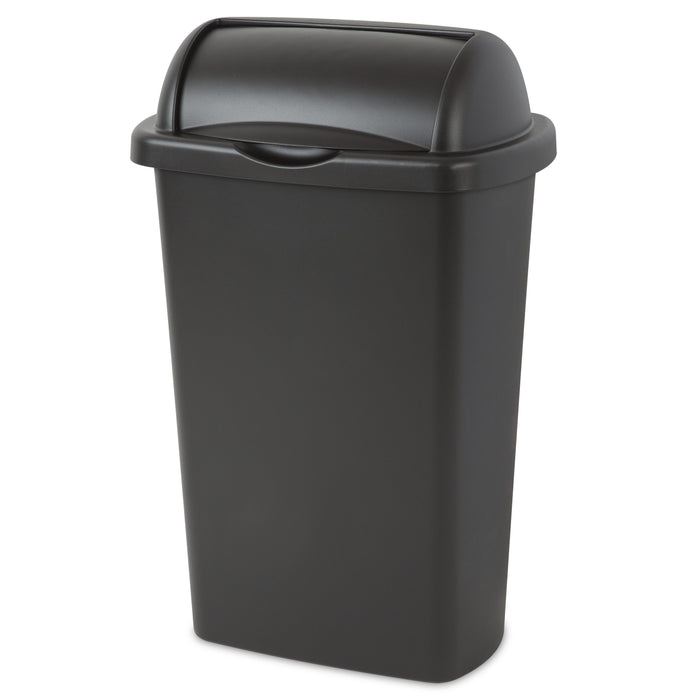 Sterilite 13 Gal. Roll Top Wastebasket, Plastic, Kitchen, Black