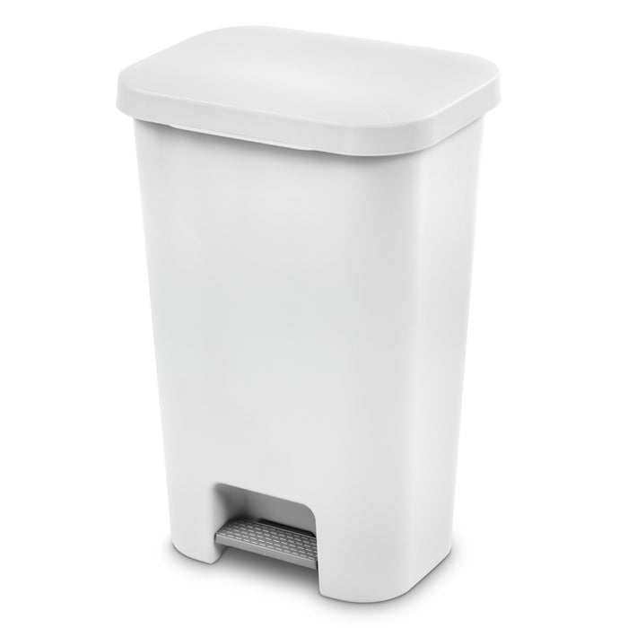 Sterilite 11.9 Gallon StepOn Trash Can, Plastic, Kitchen, White Trash Can