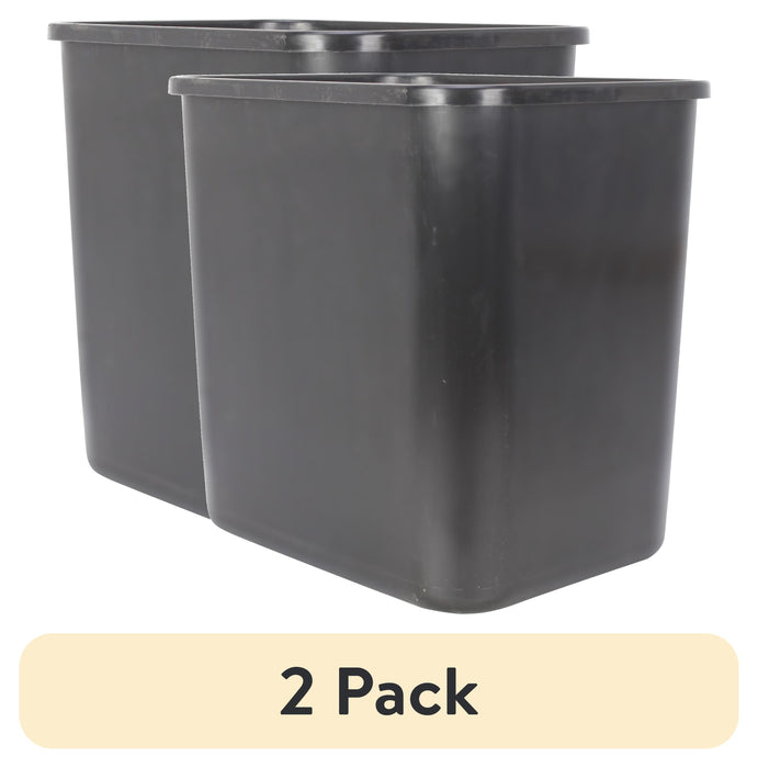 (2 pack) Mainstays 3 gal Plastic Open Top Kitchen Trash Can, Black