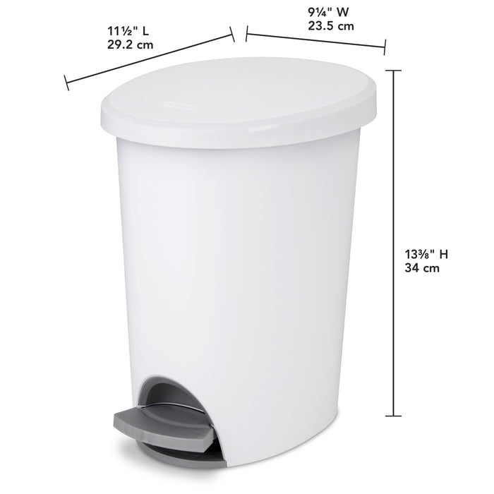 (2 pack) Sterilite 2.6 Gallon Trash Can, Ultra Step On Bathroom Trash Can, White